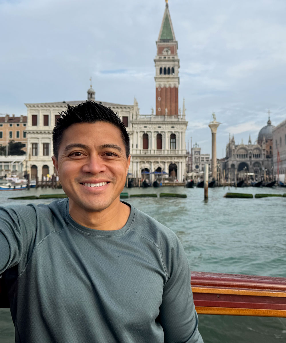 On the gondola in Venice